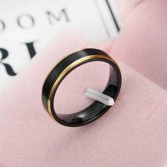 Men's Titanium Steel Brushed Black Gold Ring