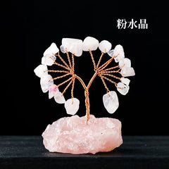Natural Colorful Crystal Tree with Amethyst Base Decor