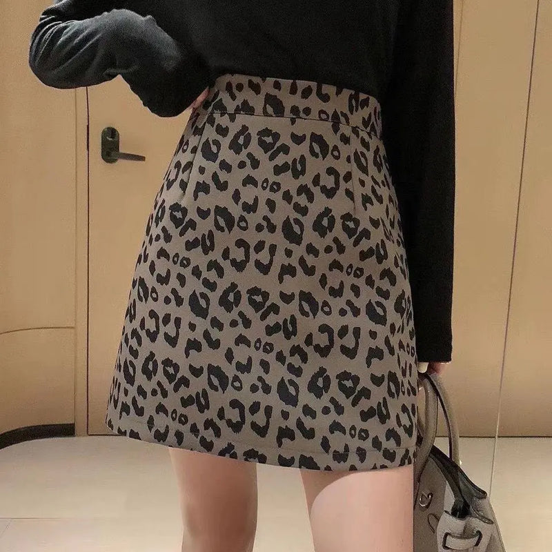 Leopard Print A-Line Mini Skirt for Women 2022