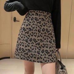 Leopard Print A-Line Mini Skirt for Women 2022