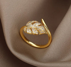 Vintage Adjustable Midsummer Palm Leaf Fashion Ring