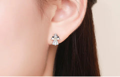 S925 Silver Angel Earrings - Hypoallergenic Studs
