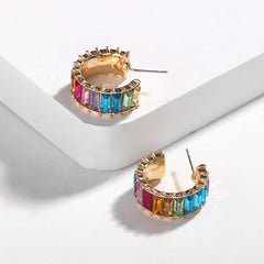 Crystal Zircon Earrings, Retro Rose Gold Studs