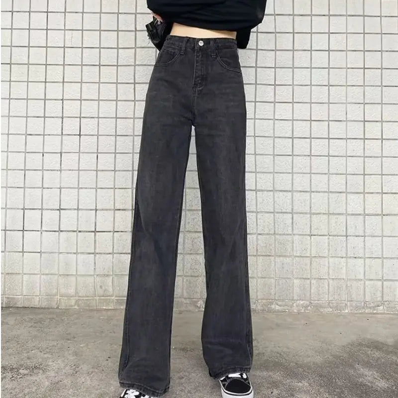 High-Waist Wide-Leg Retro Jeans