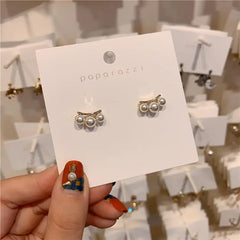 925 Silver Pearl Stud Earrings for Women - Minimalist Style