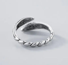 S925 Silver Vintage Leaf Adjustable Ring for Couples