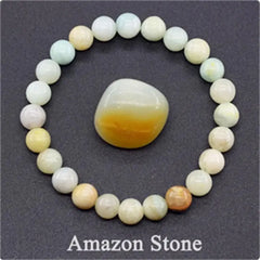 Rose Stone Amazonite Tiger Eye 8mm Beaded Bracelet