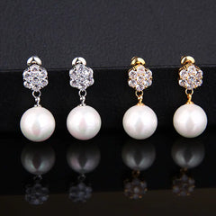 Fashionable Korean Style 925 Silver Pearl Earrings
