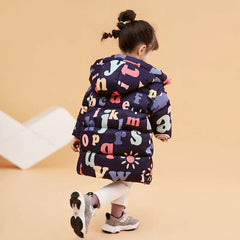White Duck Mid-Length Down Jacket for Kids