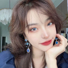 925 Silver Fairy Style Tassel Earrings with Diamonds