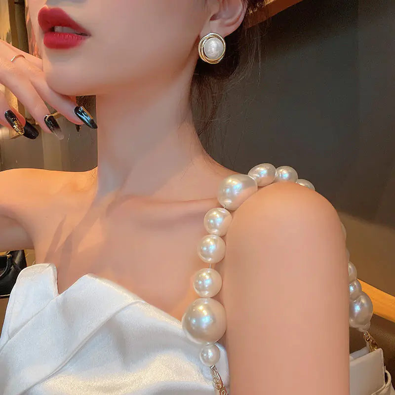 925 Silver Spiral Pearl Stud Earrings for Women