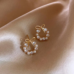 925 Silver Korean Style Pearl Stud Earrings for Women