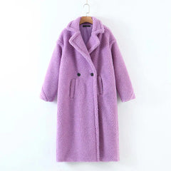 Women's Lambswool Long Coat for Autumn and Winter