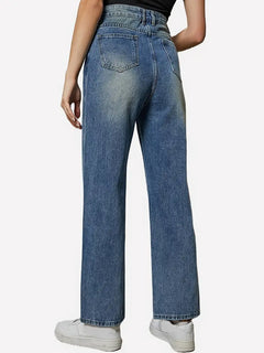 High Rise Loose Fit Wide Leg Boyfriend Jeans
