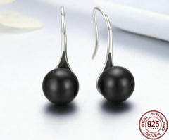 S925 Silver Earrings with Black Pearl Studs