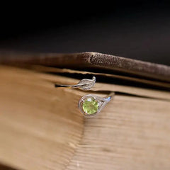 Olivine Green Gem Branch and Leaf Open Ring