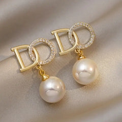 925 Silver Korean Style Pearl Stud Earrings for Women