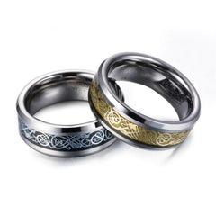 Men's Tungsten Dragon Pattern Ring - 8mm Wide