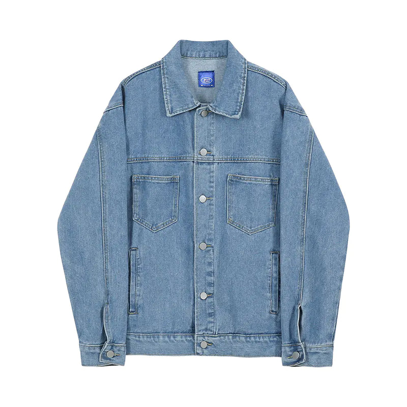 Trendy Loose Fit Denim Work Jacket for Men