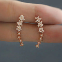 S925 Silver Starry Stud Earrings with Diamonds