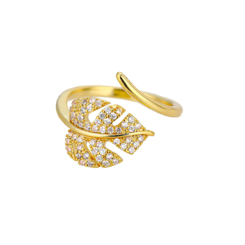 Vintage Adjustable Midsummer Palm Leaf Fashion Ring