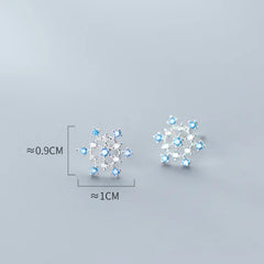 S925 Silver Snowflake Earrings with Diamonds