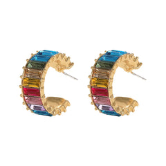 Crystal Zircon Earrings, Retro Rose Gold Studs