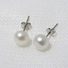 925 Silver Simple Pearl Stud Earrings for Women