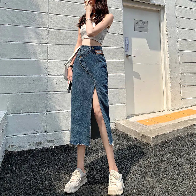High-Waisted A-Line Mid-Length Skirt for Women