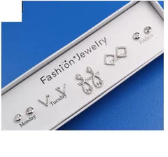 925 Silver Stud Earrings Set with Pearl and Zircon Drops