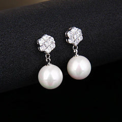 Fashionable Korean Style 925 Silver Pearl Earrings