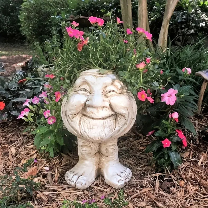 Muggle Head Planter Face Resin Flower Pot Sculpture