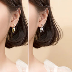 S925 Silver Leaf Earrings with Synthetic Pearls (G2434)