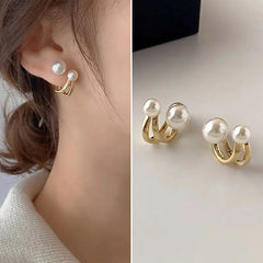 925 Silver Korean Style Pearl Stud Earrings for Women