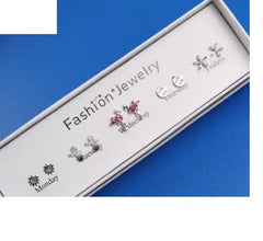 925 Silver Stud Earrings Set with Pearl and Zircon Drops