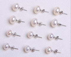 925 Silver Simple Pearl Stud Earrings for Women