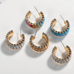 Crystal Zircon Earrings, Retro Rose Gold Studs