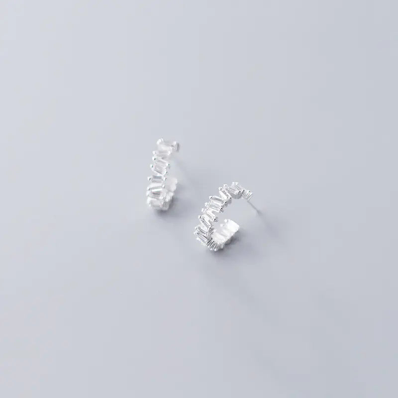 S925 Silver Minimalist Fashion Stud Earrings with Diamonds
