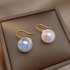 925 Silver Korean Style Pearl Stud Earrings for Women